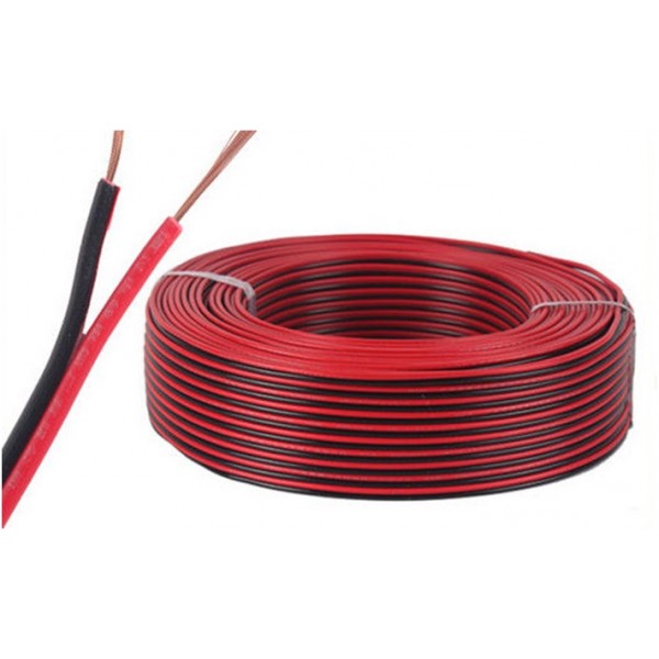 Cable paralelo 2 hilos 0,75mm Rojo-Negro para tira led monocolor, rollo de 100mts